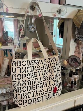 Byredo Canvas Alphabet Tote Bag with Red Accent